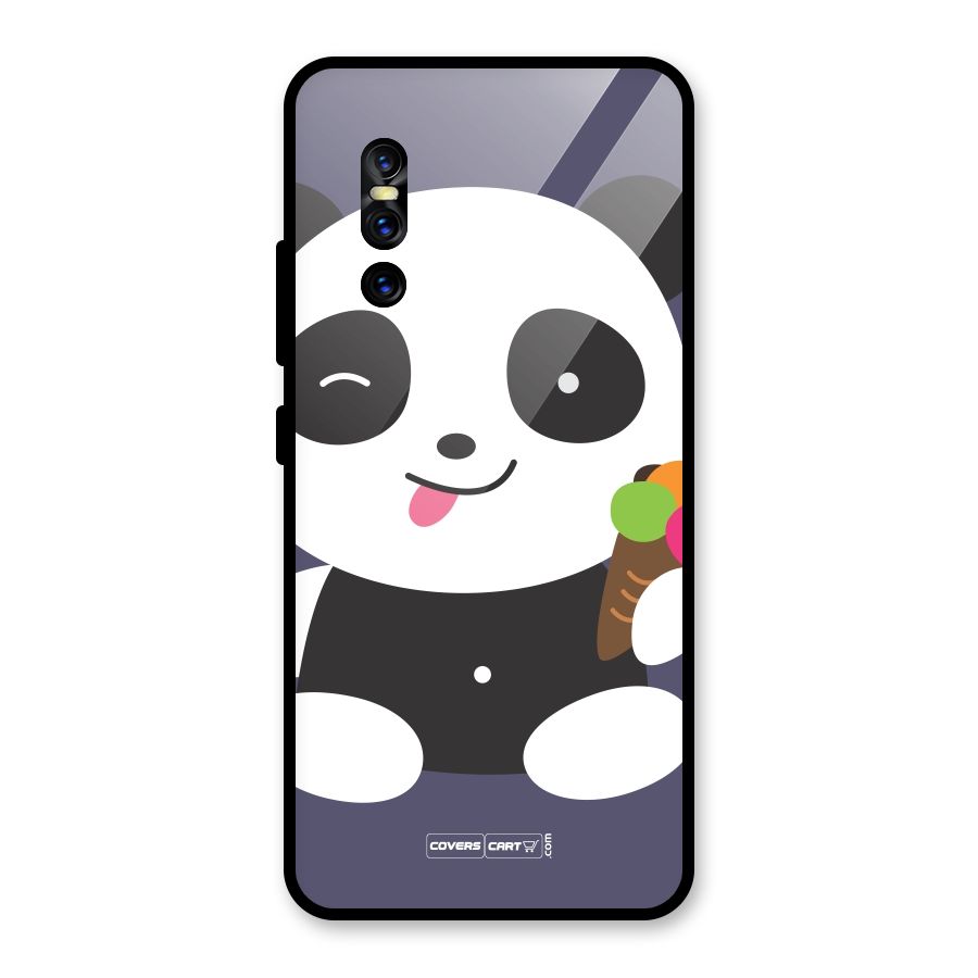 Cute Panda Blue Glass Back Case for Vivo V15 Pro