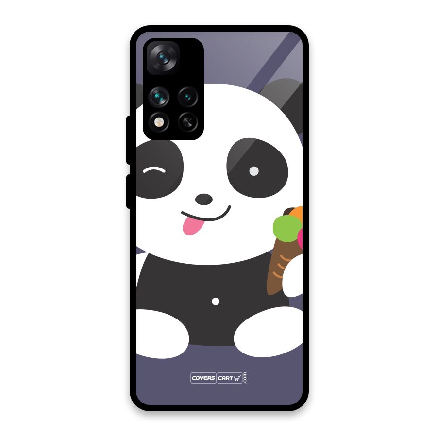 Cute Panda Blue Glass Back Case for Xiaomi 11i HyperCharge 5G