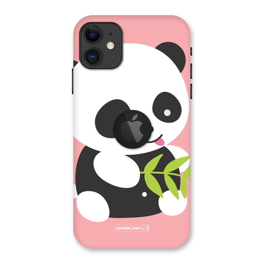 Cute Panda Pink Back Case for iPhone 11 Logo Cut