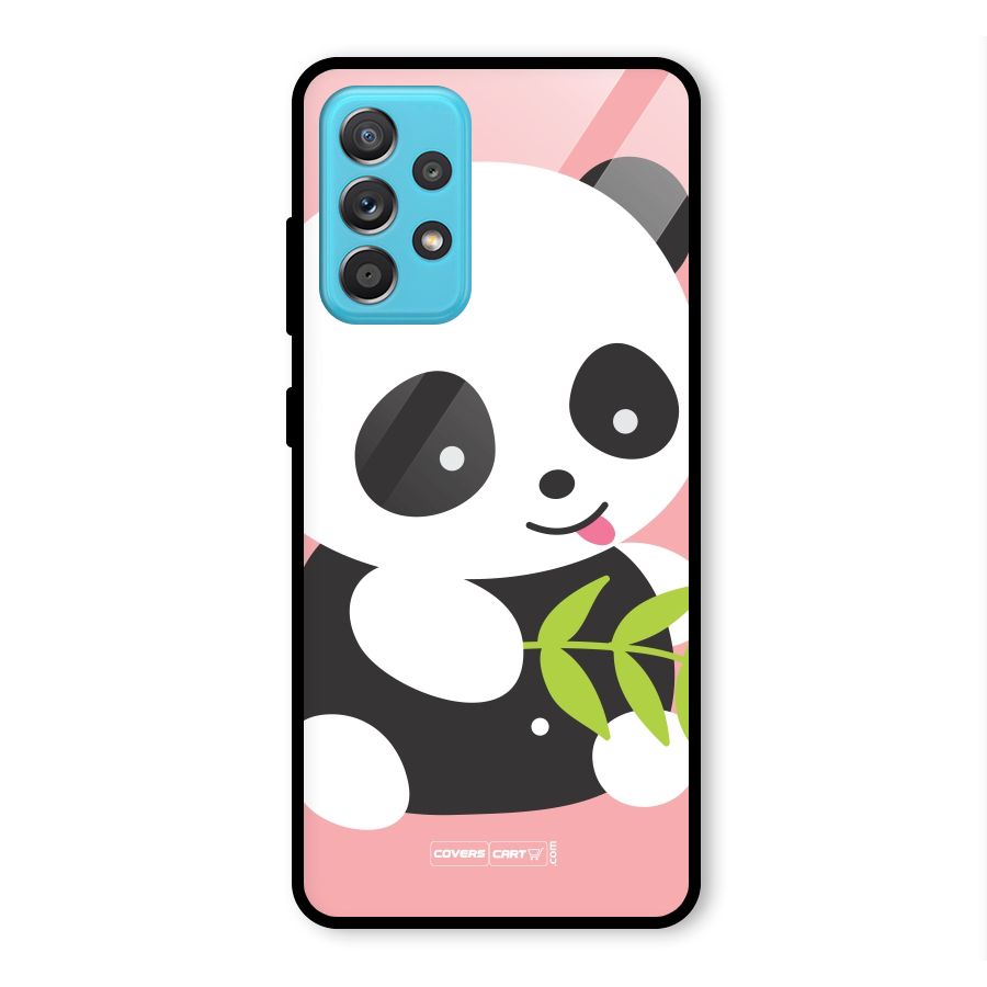 Cute Panda Pink Glass Back Case for Galaxy A52