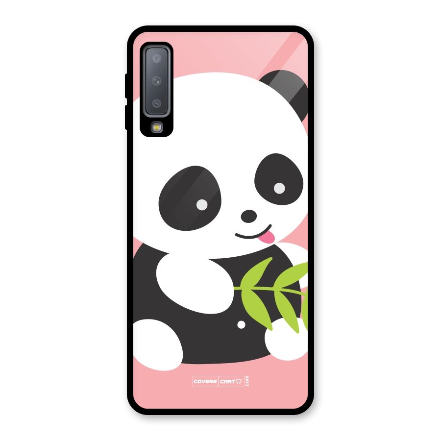 Cute Panda Pink Glass Back Case for Galaxy A7 (2018)