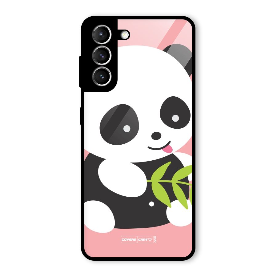 Cute Panda Pink Glass Back Case for Galaxy S21 5G