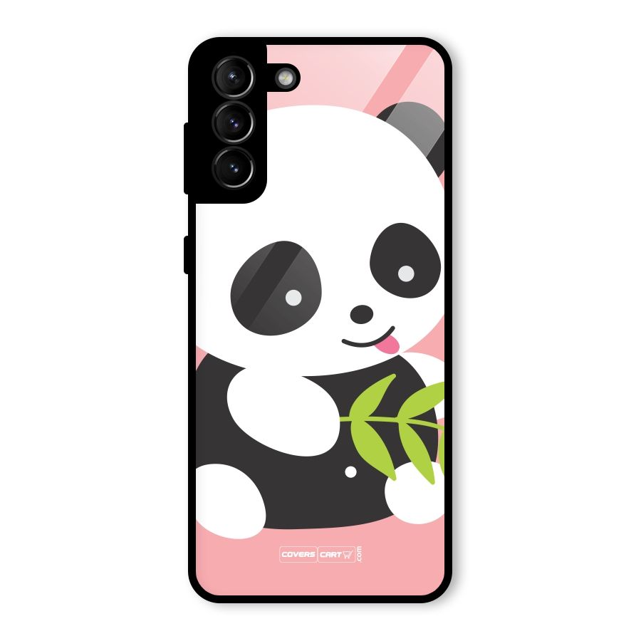 Cute Panda Pink Glass Back Case for Galaxy S21 Plus