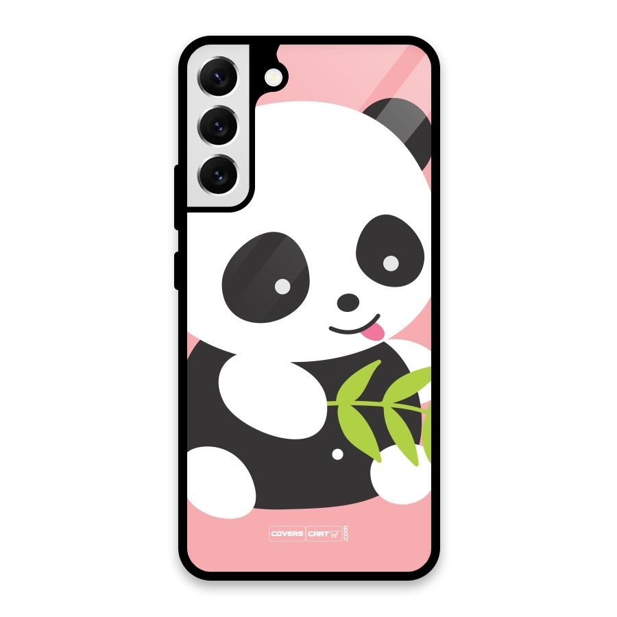Cute Panda Pink Glass Back Case for Galaxy S22 Plus 5G
