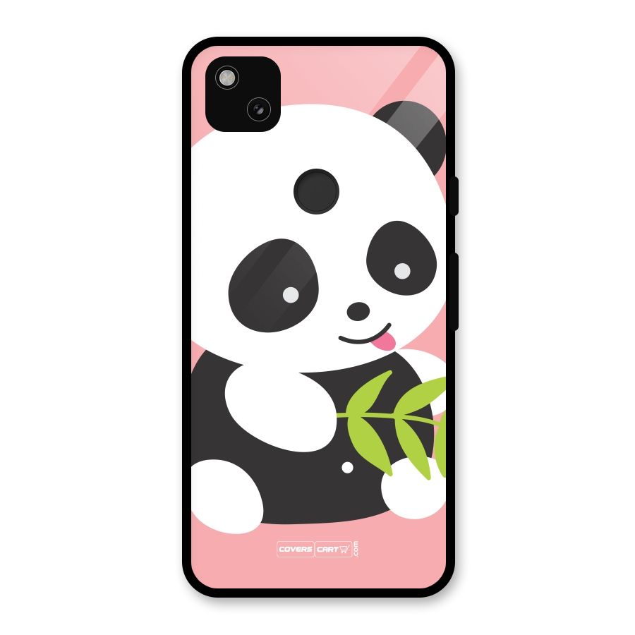 Cute Panda Pink Glass Back Case for Google Pixel 4a