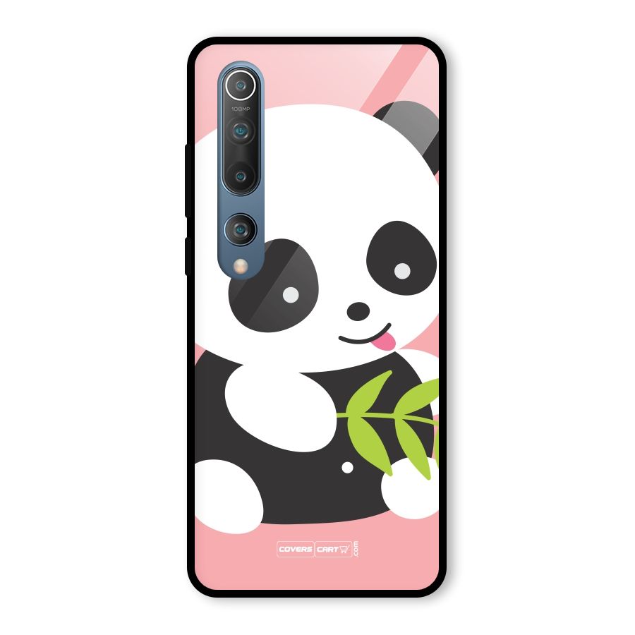 Cute Panda Pink Glass Back Case for Mi 10