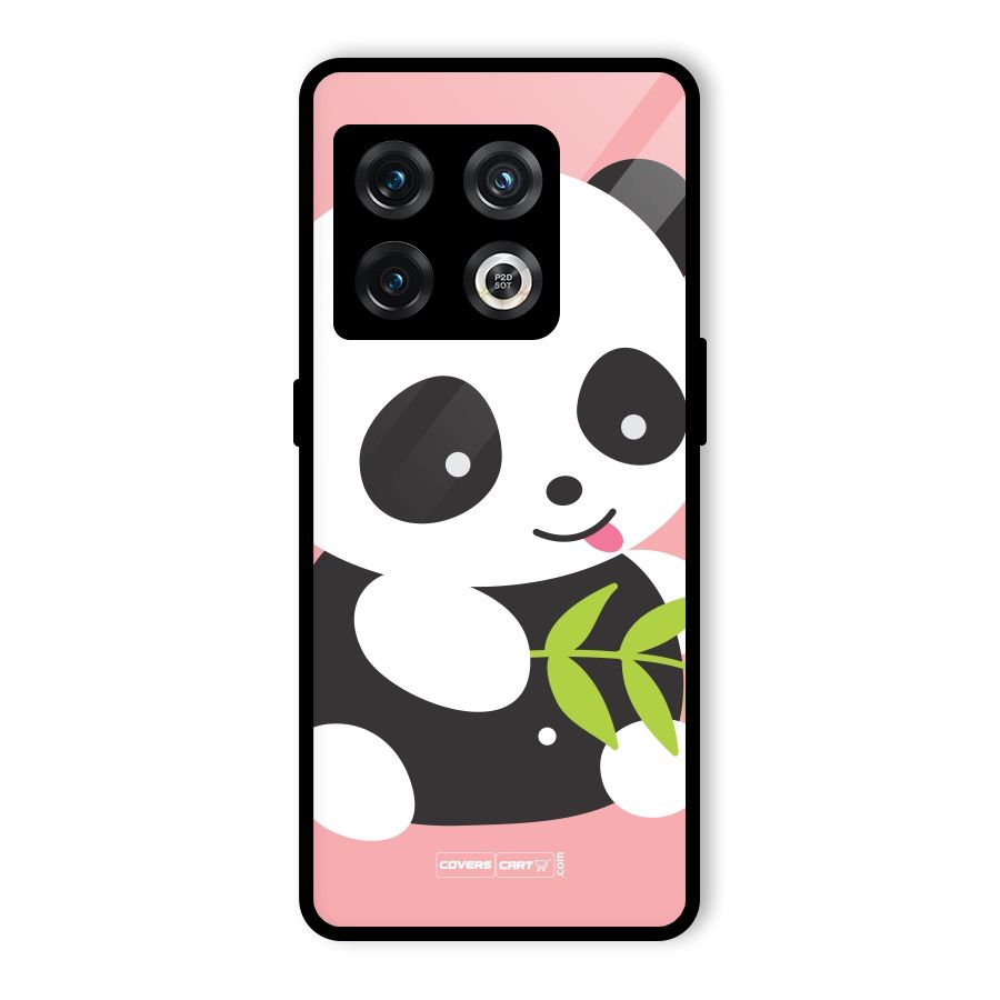 Cute Panda Pink Glass Back Case for OnePlus 10 Pro 5G