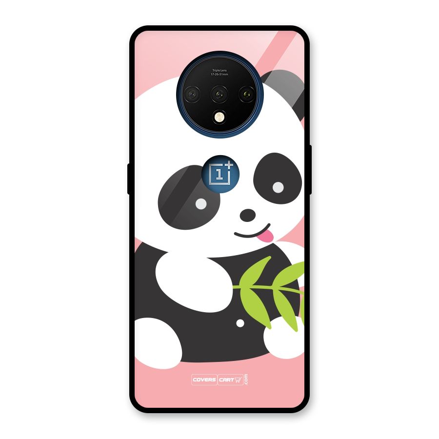 Cute Panda Pink Glass Back Case for OnePlus 7T