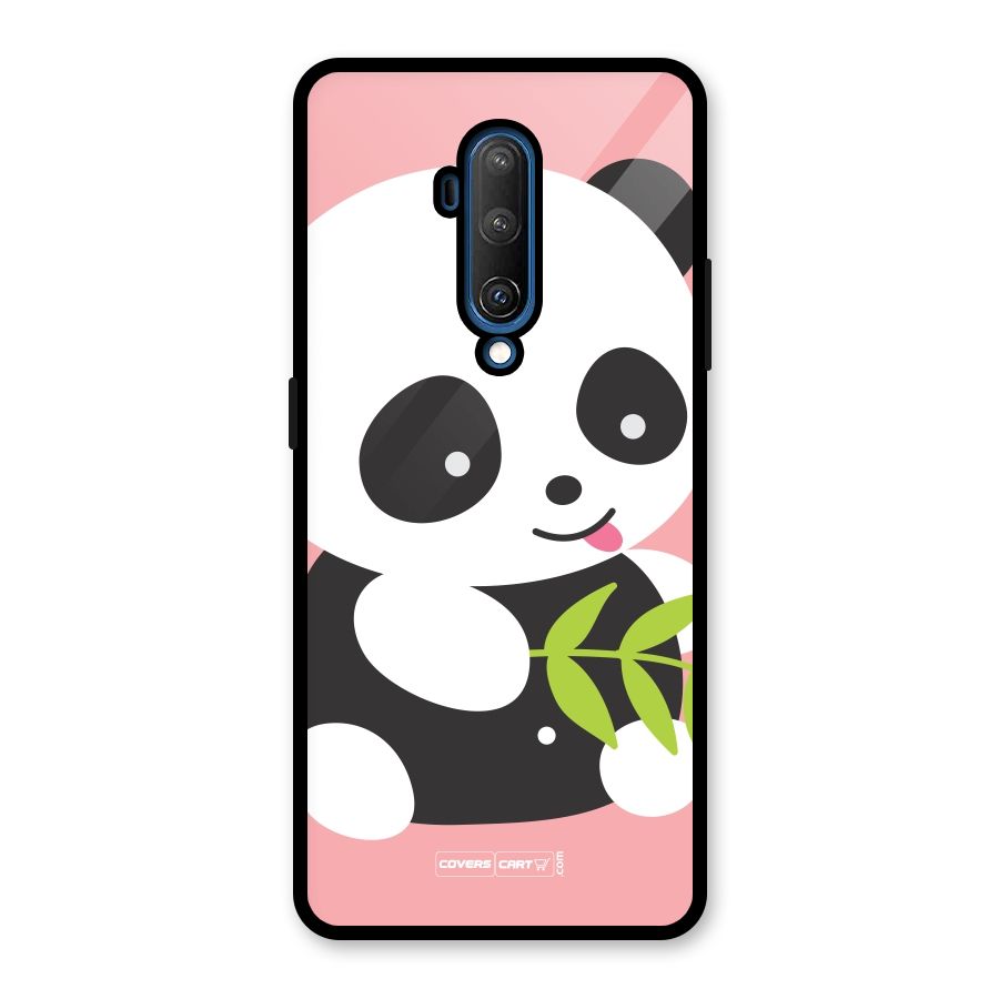 Cute Panda Pink Glass Back Case for OnePlus 7T Pro