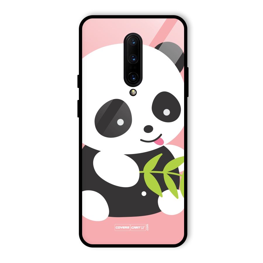 Cute Panda Pink Glass Back Case for OnePlus 7 Pro