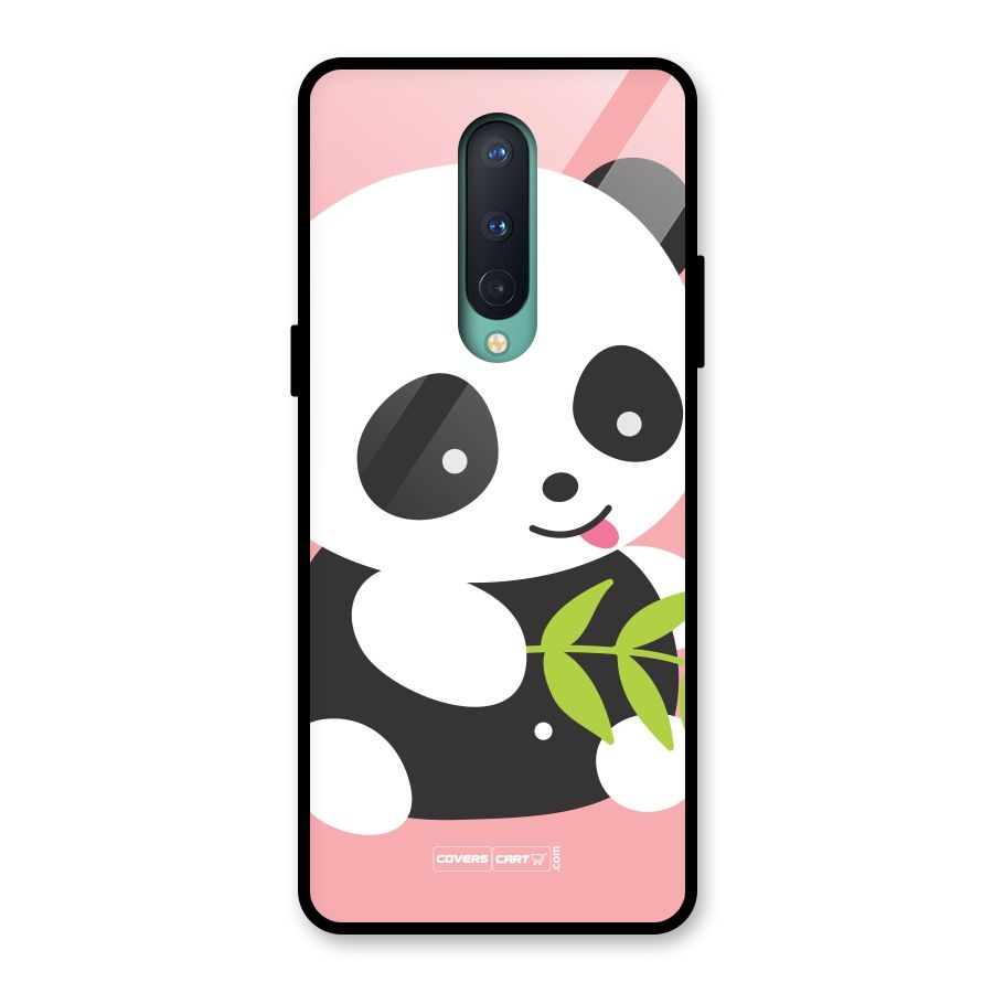 Cute Panda Pink Glass Back Case for OnePlus 8