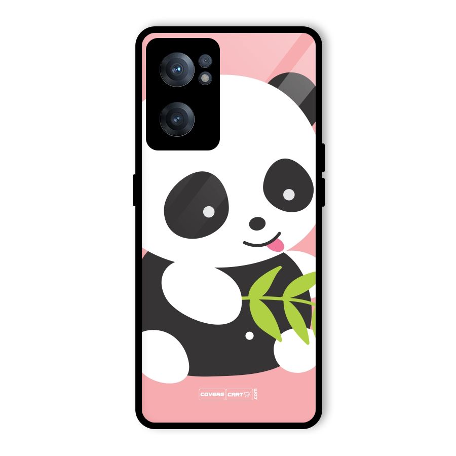 Cute Panda Pink Glass Back Case for OnePlus Nord CE 2 5G