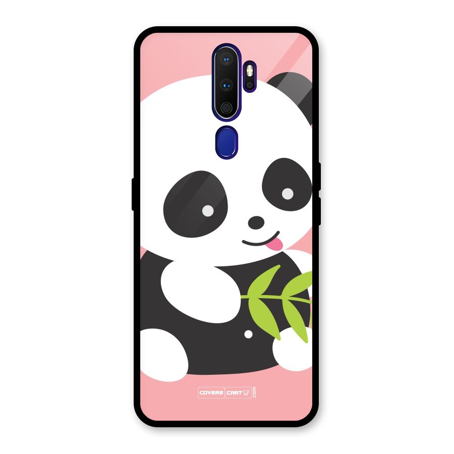 Cute Panda Pink Glass Back Case for Oppo A9 (2020)
