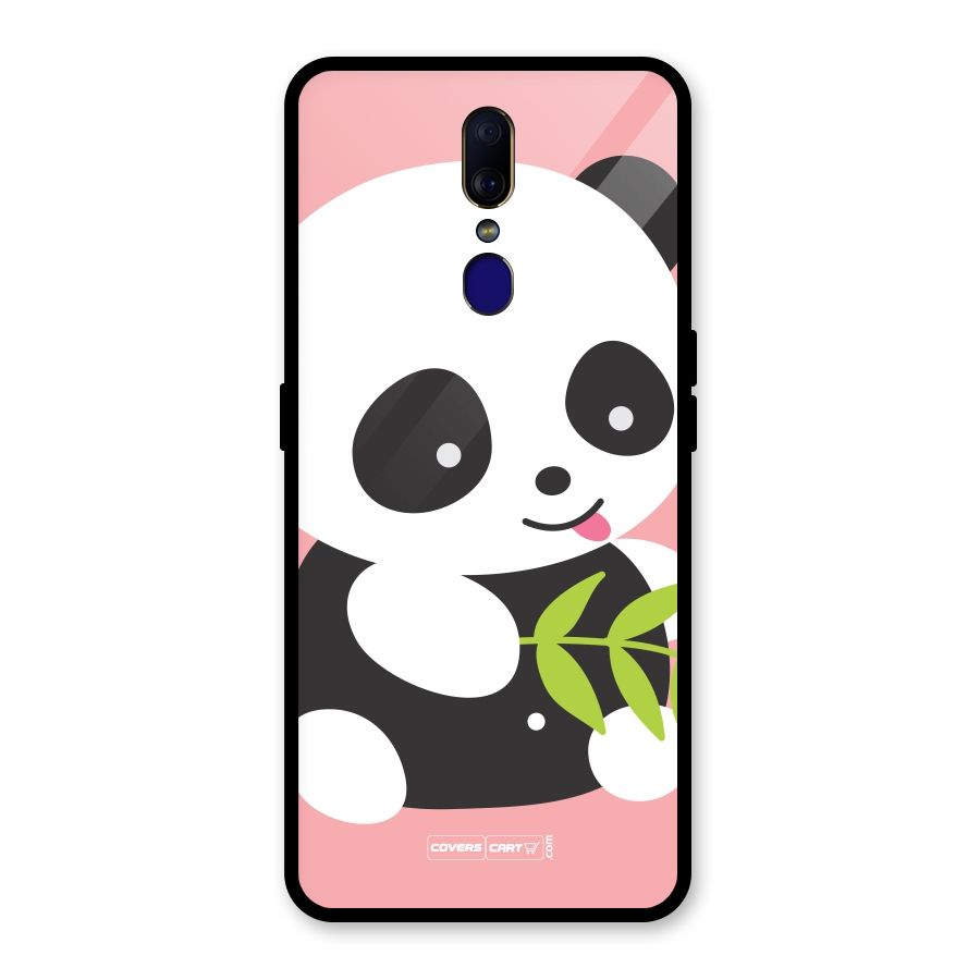 Cute Panda Pink Glass Back Case for Oppo F11