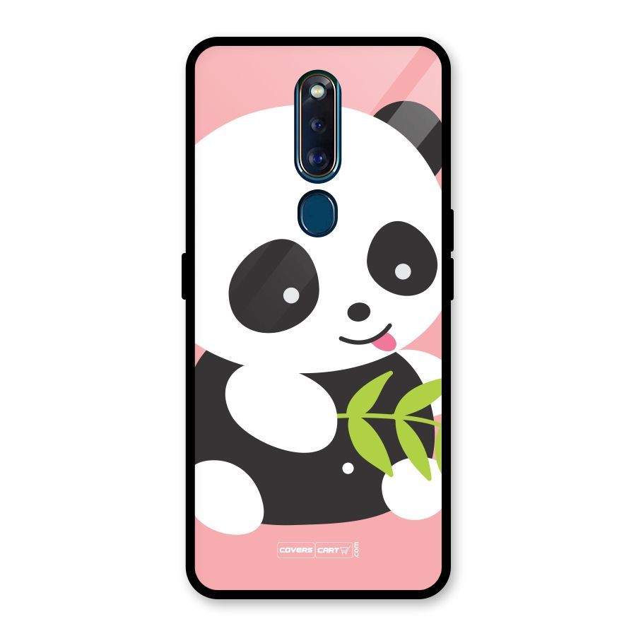 Cute Panda Pink Glass Back Case for Oppo F11 Pro
