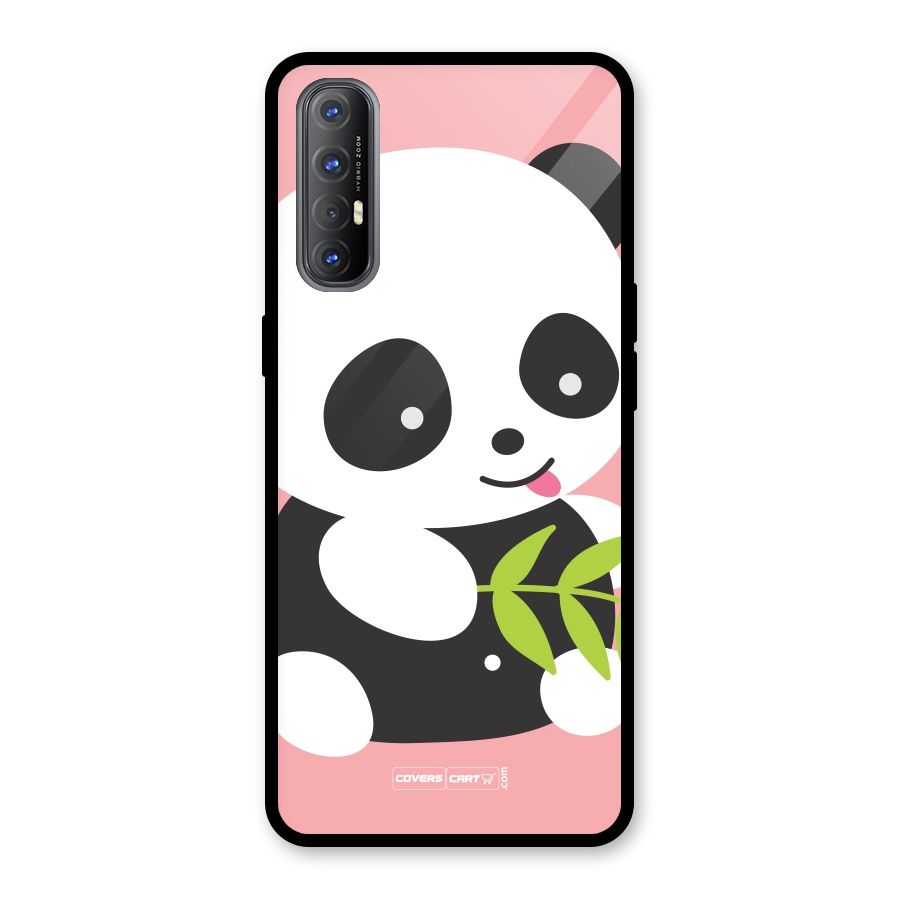 Cute Panda Pink Glass Back Case for Oppo Reno3 Pro