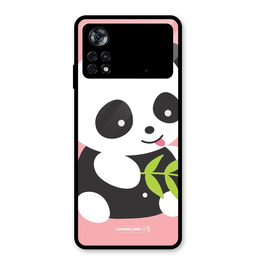 Cute Panda Pink Glass Back Case for Poco X4 Pro 5G