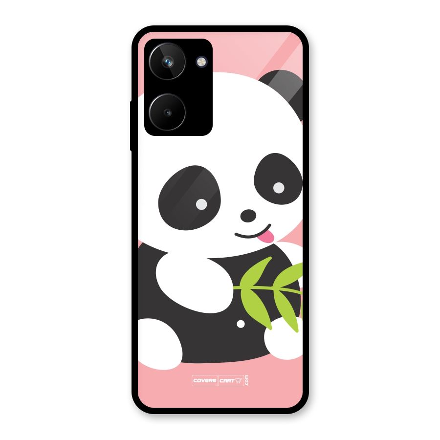 Cute Panda Pink Glass Back Case for Realme 10