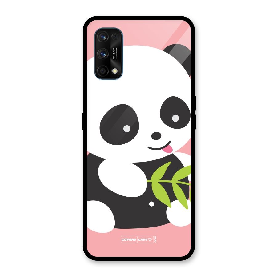 Cute Panda Pink Glass Back Case for Realme 7 Pro