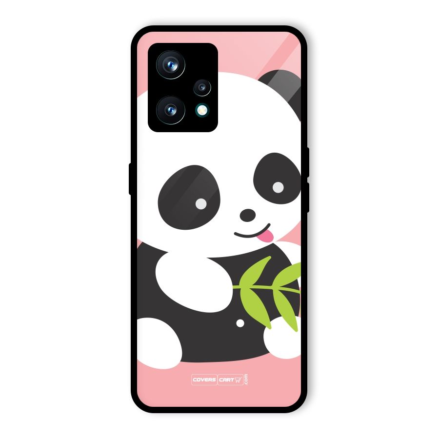 Cute Panda Pink Glass Back Case for Realme 9 Pro Plus 5G