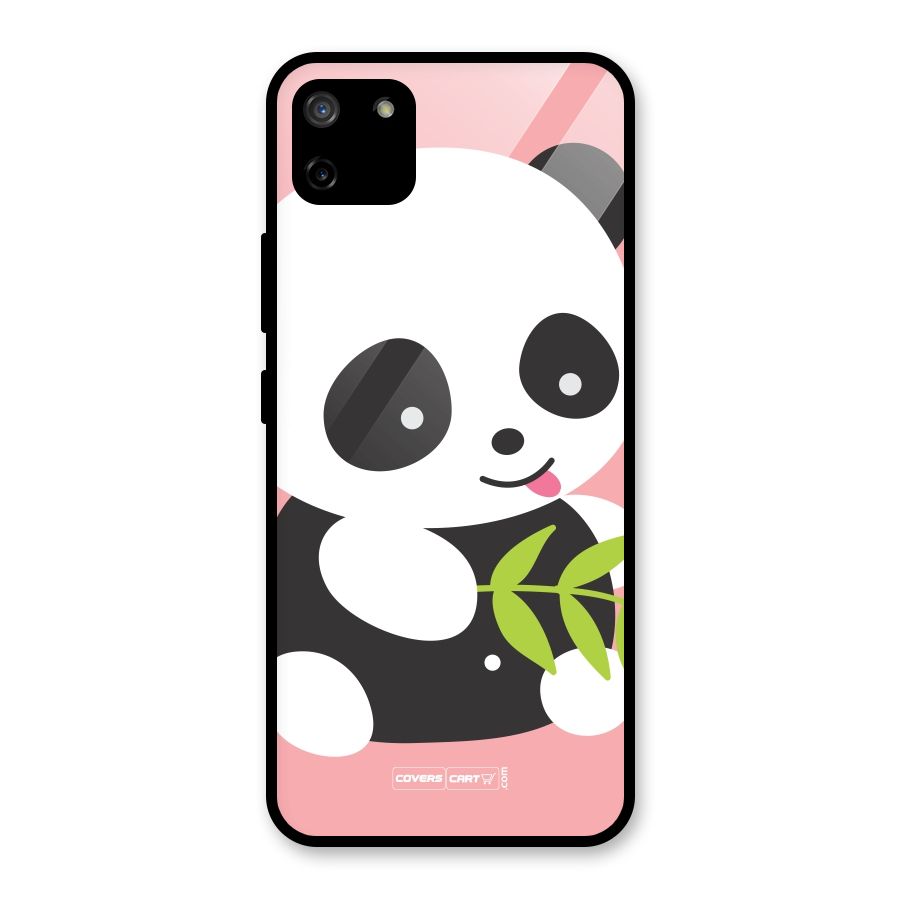 Cute Panda Pink Glass Back Case for Realme C11