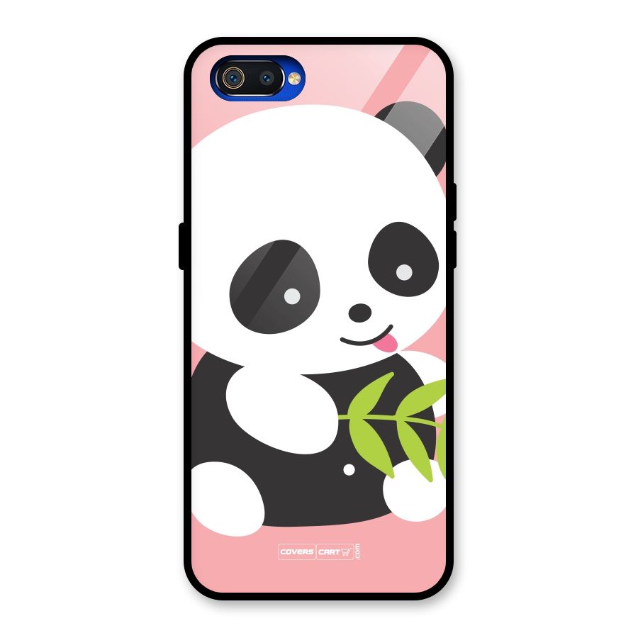 Cute Panda Pink Glass Back Case for Realme C2