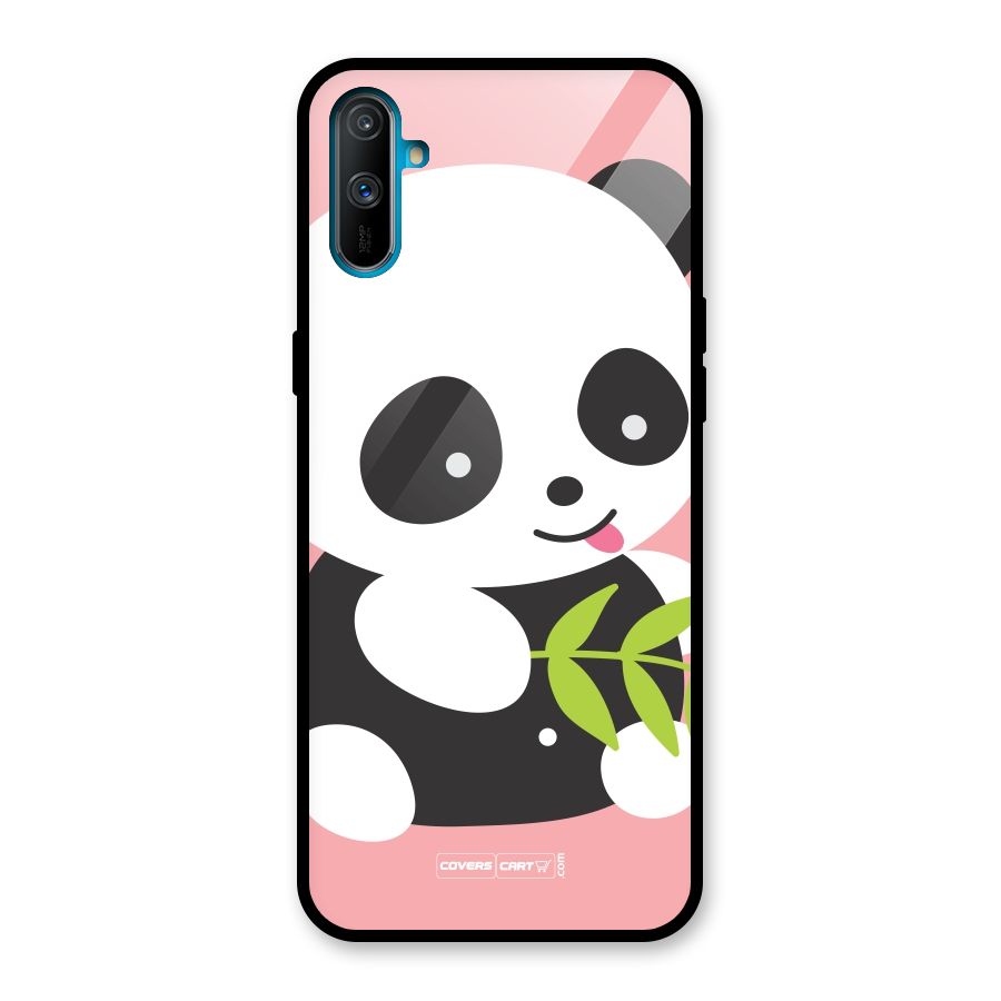 Cute Panda Pink Glass Back Case for Realme C3