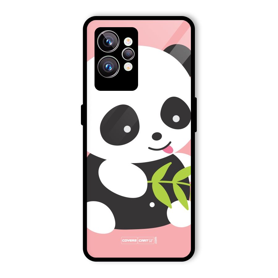 Cute Panda Pink Glass Back Case for Realme GT2 Pro