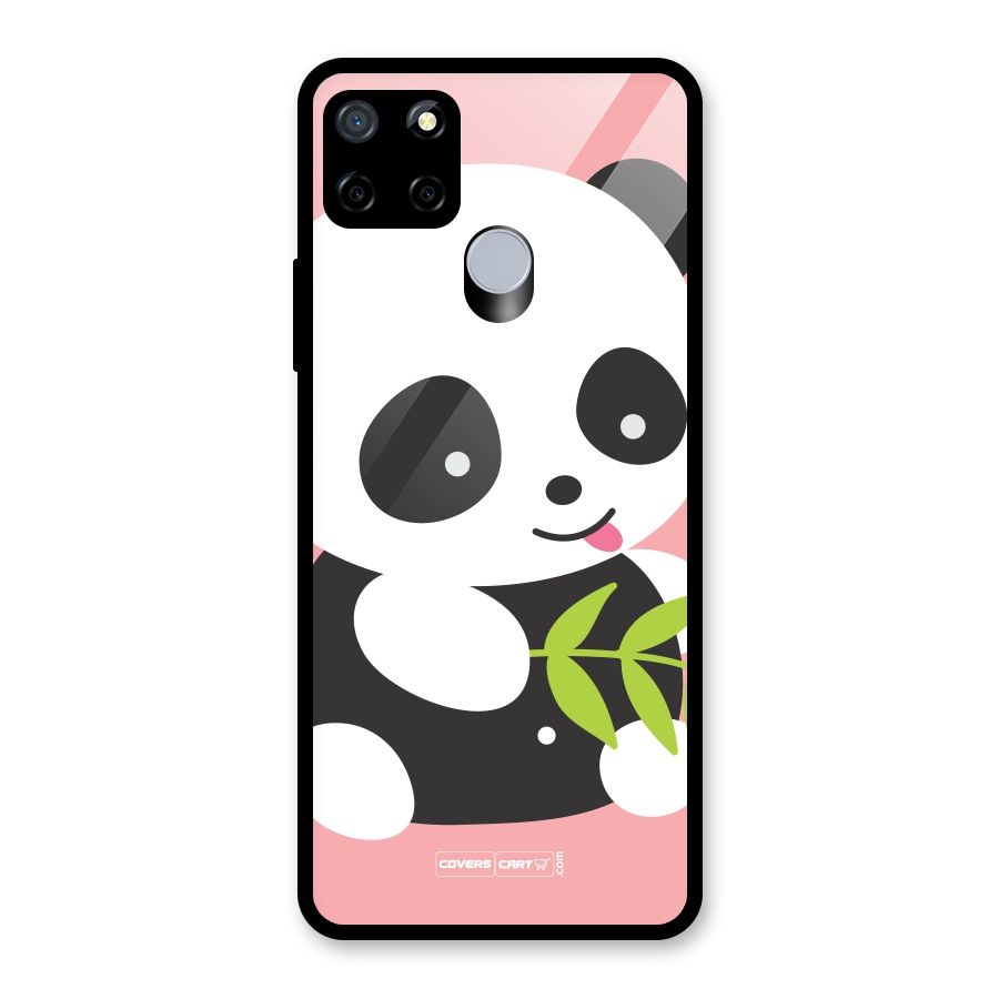 Cute Panda Pink Glass Back Case for Realme Narzo 30A