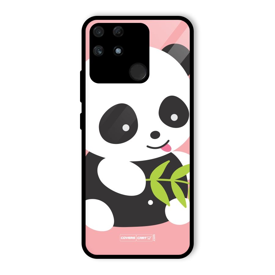 Cute Panda Pink Glass Back Case for Realme Narzo 50A