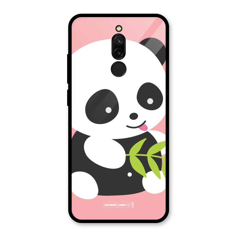 Cute Panda Pink Glass Back Case for Redmi 8