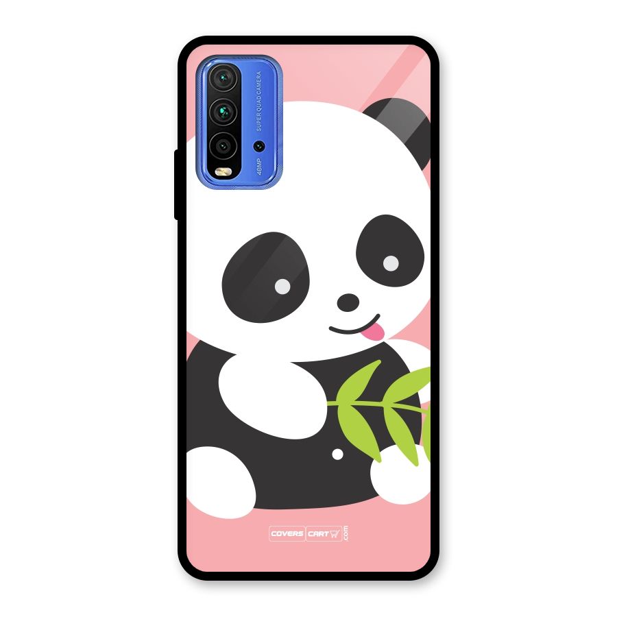 Cute Panda Pink Glass Back Case for Redmi 9 Power