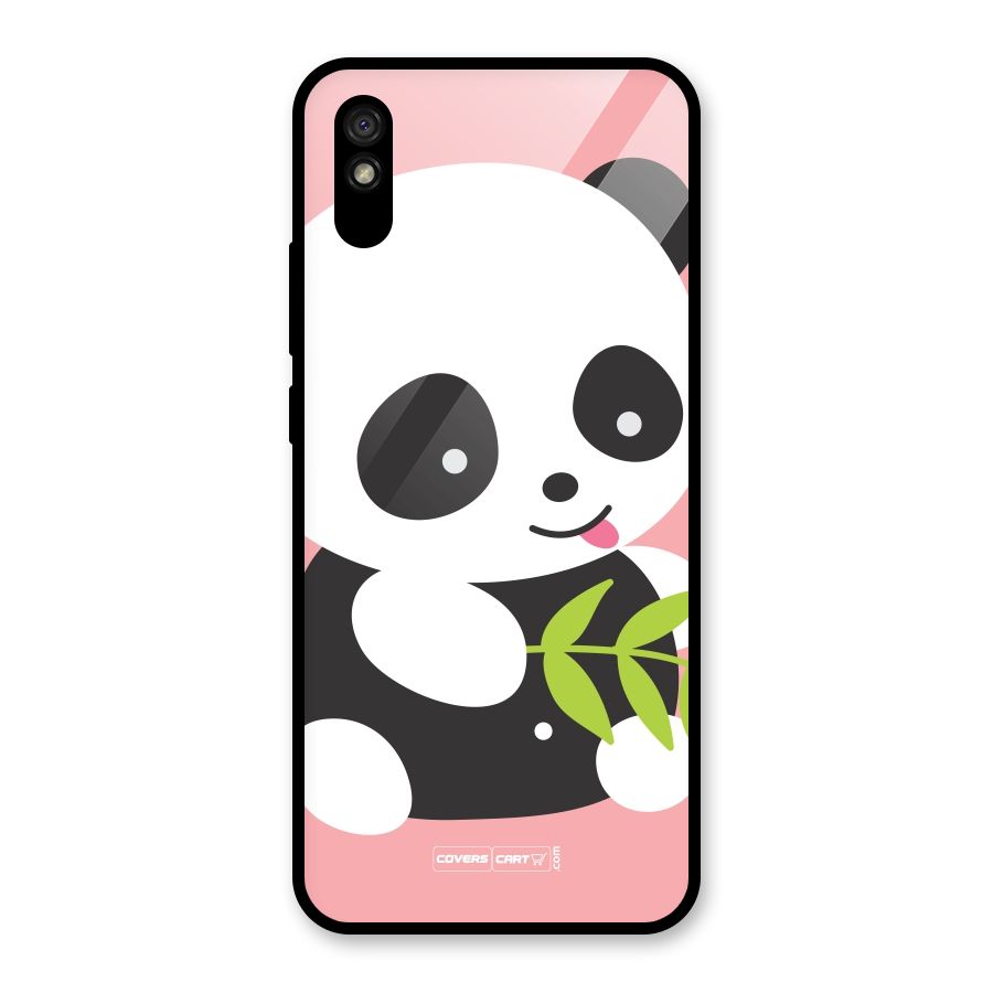Cute Panda Pink Glass Back Case for Redmi 9i