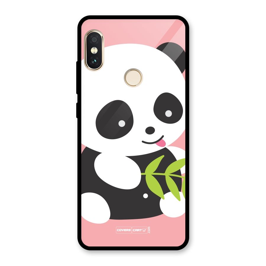 Cute Panda Pink Glass Back Case for Redmi Note 5 Pro