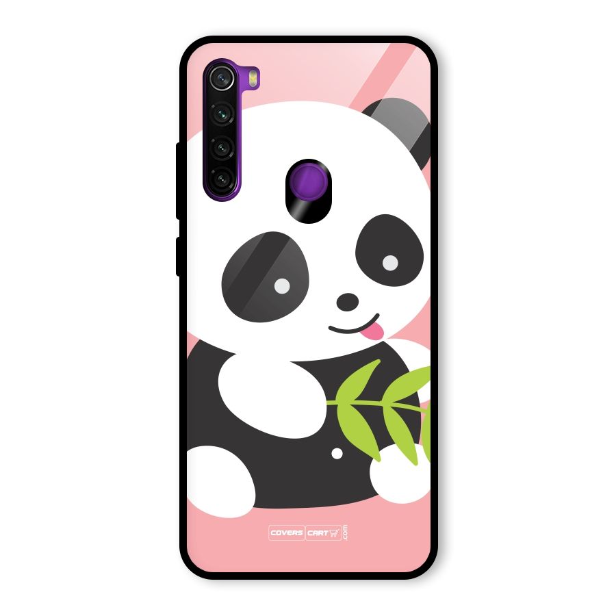 Cute Panda Pink Glass Back Case for Redmi Note 8