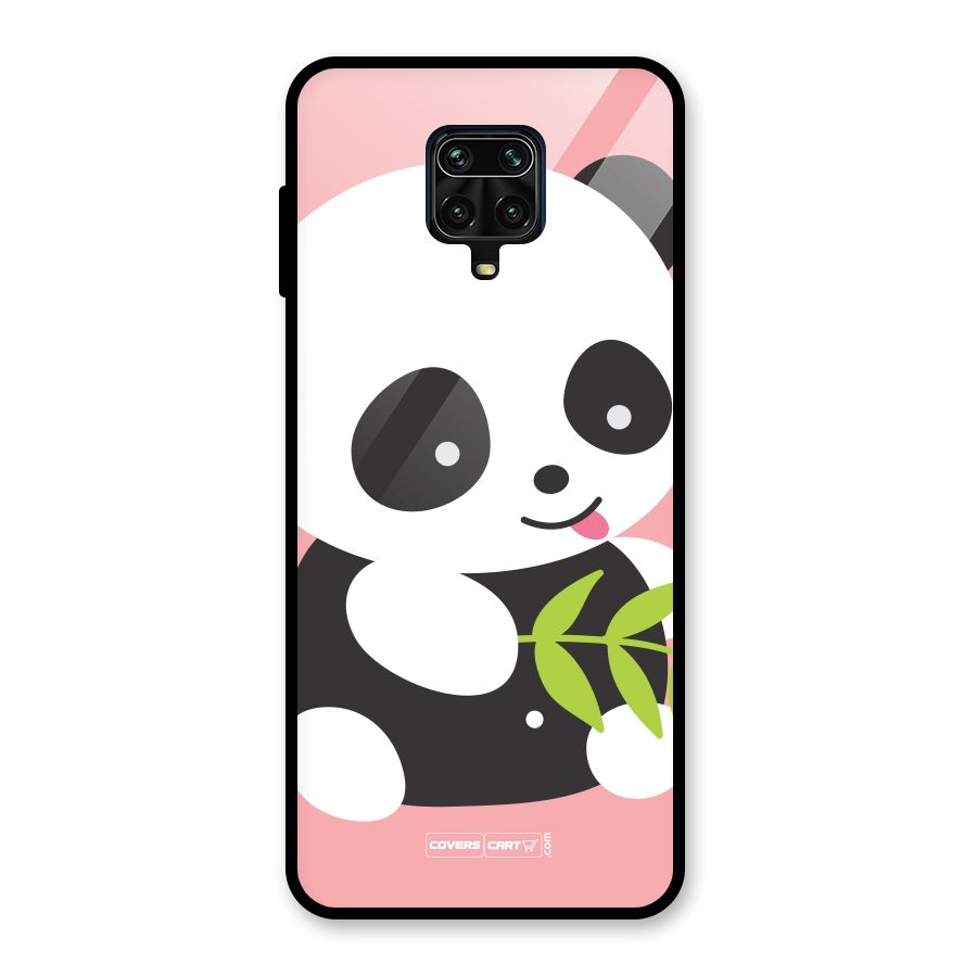 Cute Panda Pink Glass Back Case for Redmi Note 9 Pro