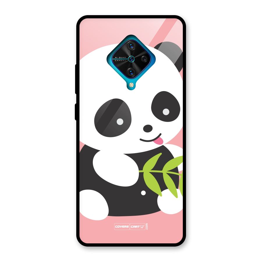 Cute Panda Pink Glass Back Case for Vivo S1 Pro