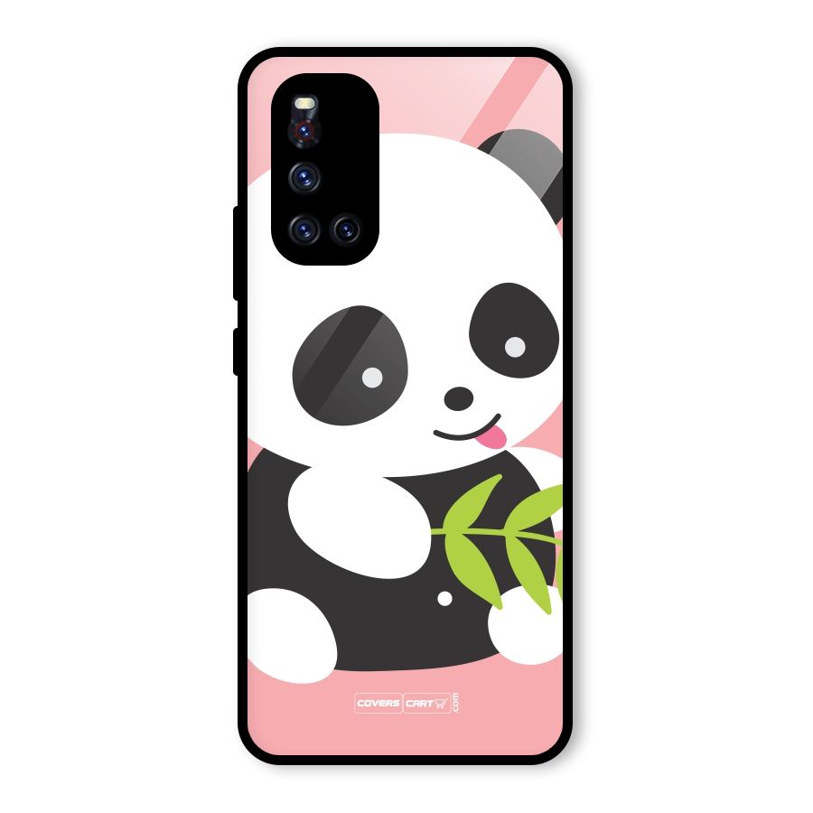 Cute Panda Pink Glass Back Case for Vivo V19