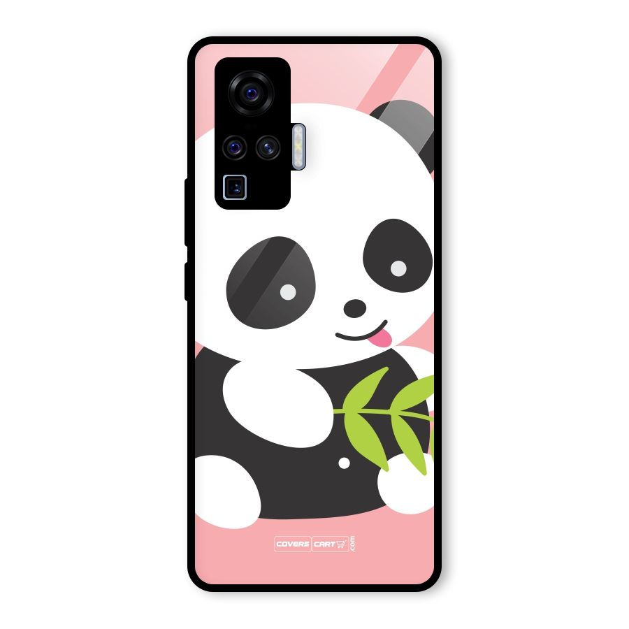 Cute Panda Pink Glass Back Case for Vivo X50 Pro