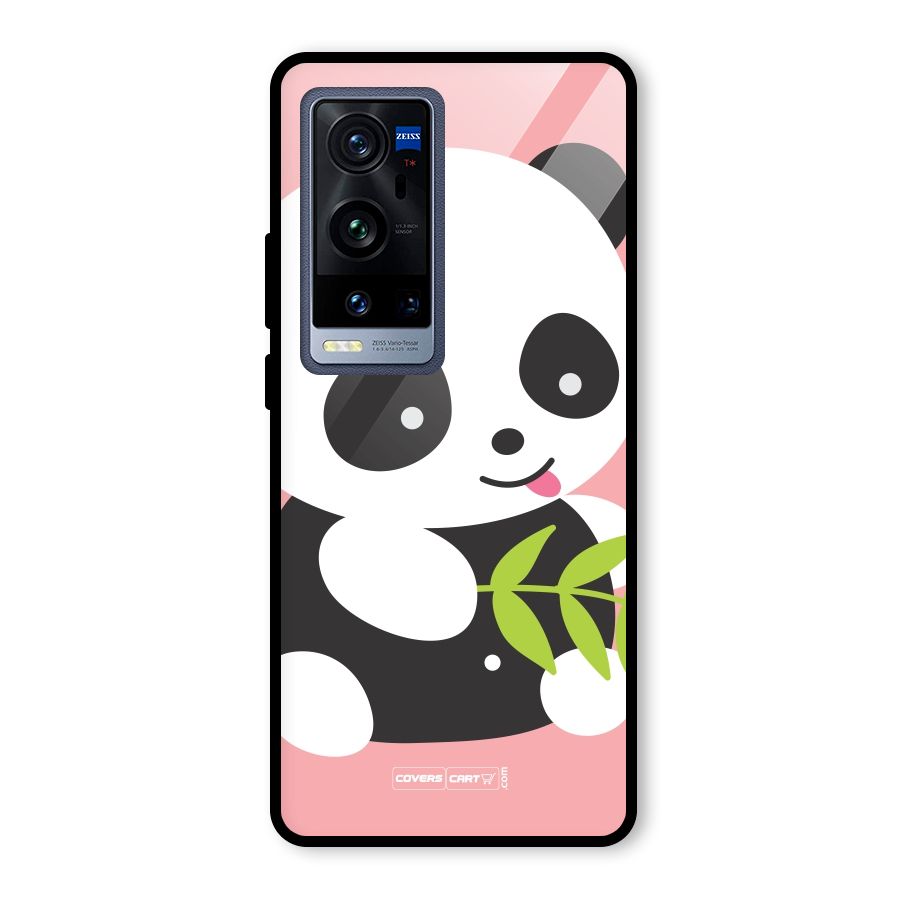 Cute Panda Pink Glass Back Case for Vivo X60 Pro Plus