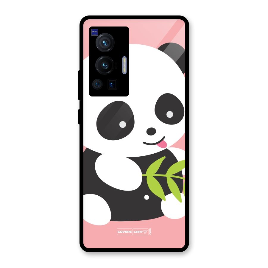 Cute Panda Pink Glass Back Case for Vivo X70 Pro