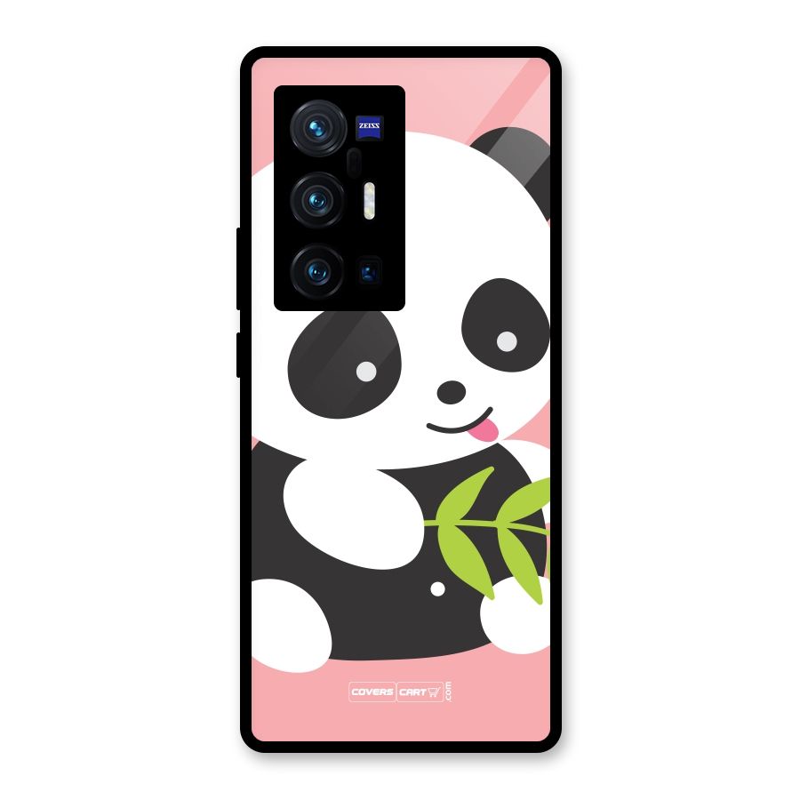 Cute Panda Pink Glass Back Case for Vivo X70 Pro Plus