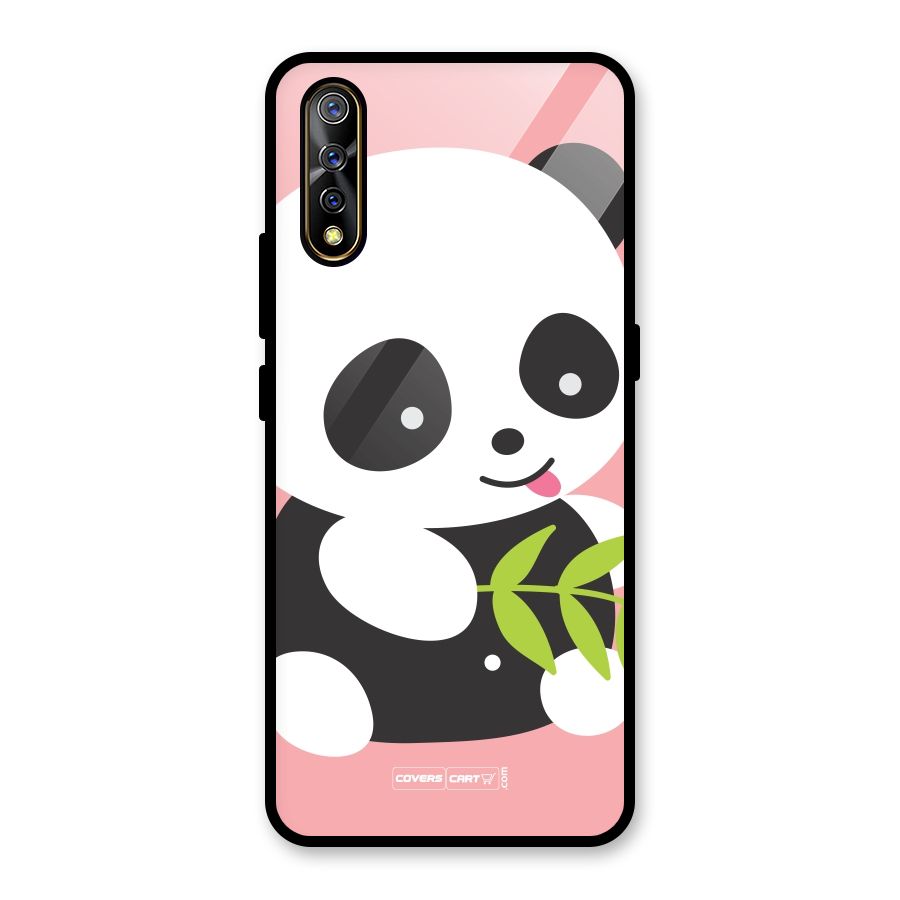 Cute Panda Pink Glass Back Case for Vivo Z1x