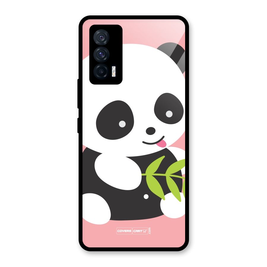 Cute Panda Pink Glass Back Case for Vivo iQOO 7 5G