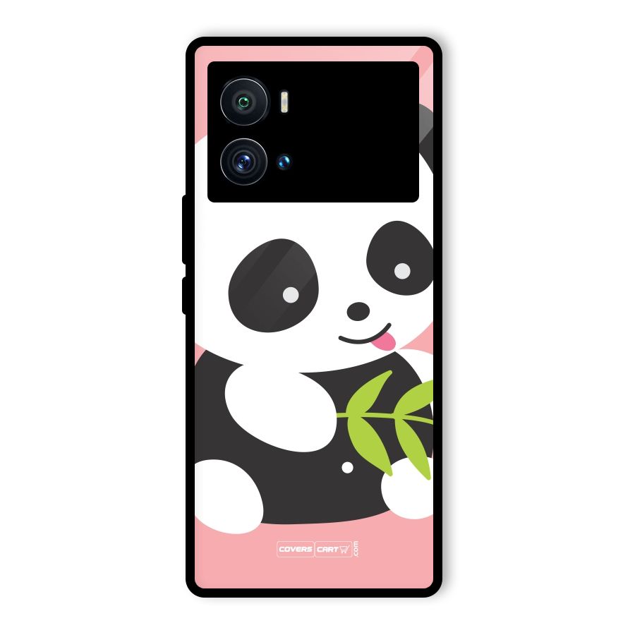 Cute Panda Pink Glass Back Case for Vivo iQOO 9 Pro