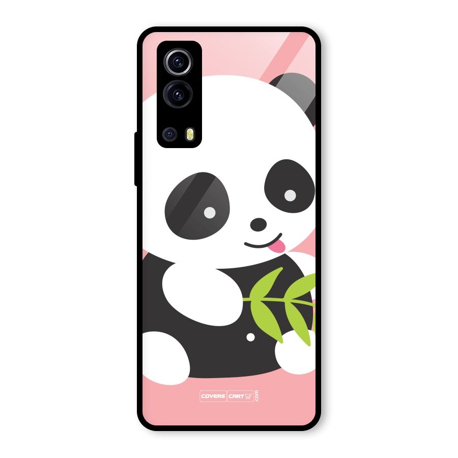 Cute Panda Pink Glass Back Case for Vivo iQOO Z3