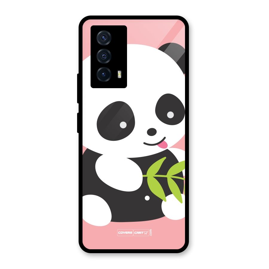 Cute Panda Pink Glass Back Case for Vivo iQOO Z5