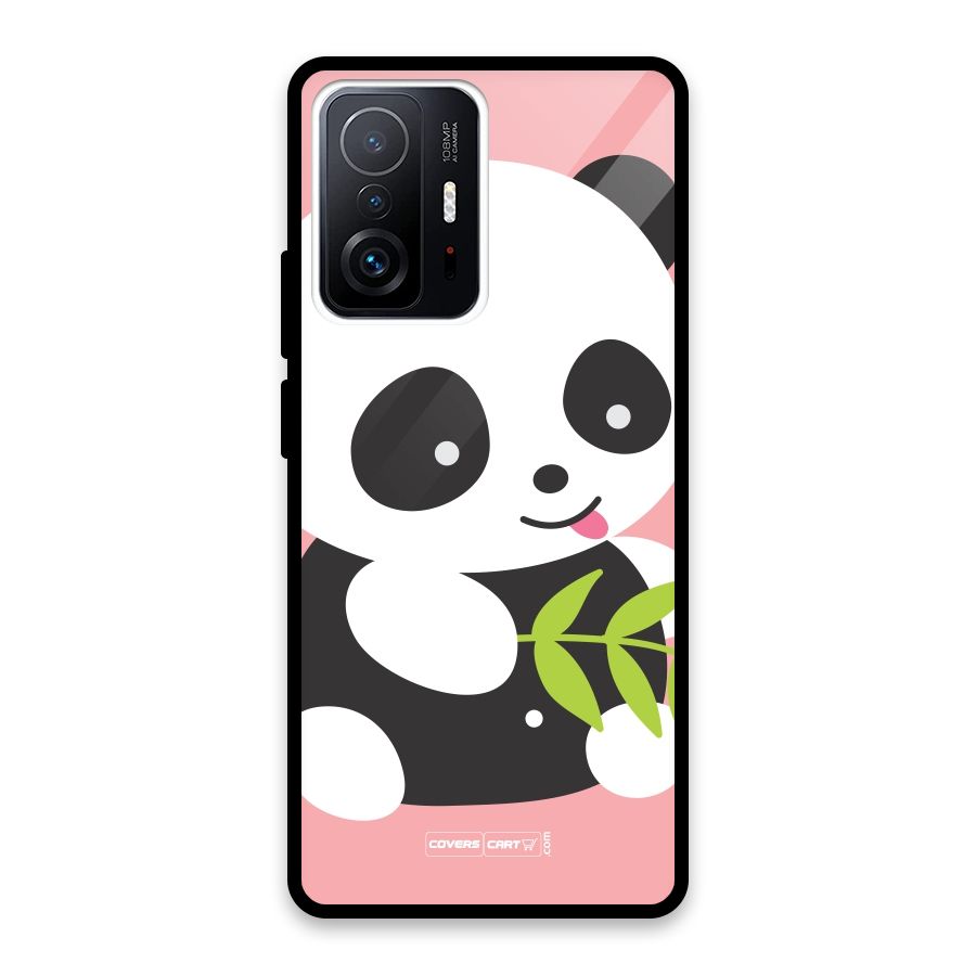 Cute Panda Pink Glass Back Case for Xiaomi 11T Pro