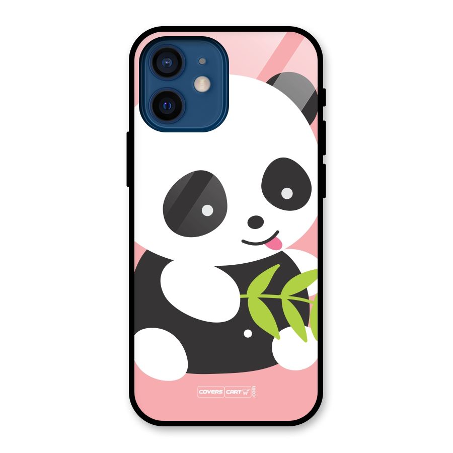 Cute Panda Pink Glass Back Case for iPhone 12 Mini