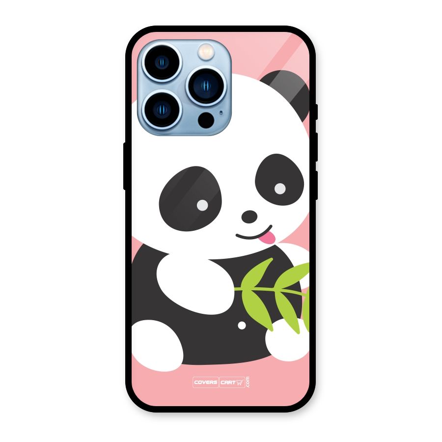 Cute Panda Pink Glass Back Case for iPhone 13 Pro